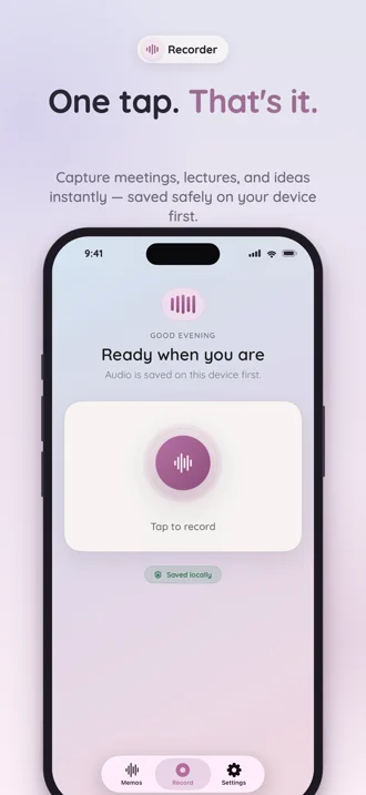 Structured summary and action items generated from a recording